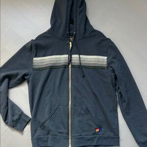Aviator Nation 5 Stripe Hoodie. Size XL. Charcoal//grey stripes. Zip up.
